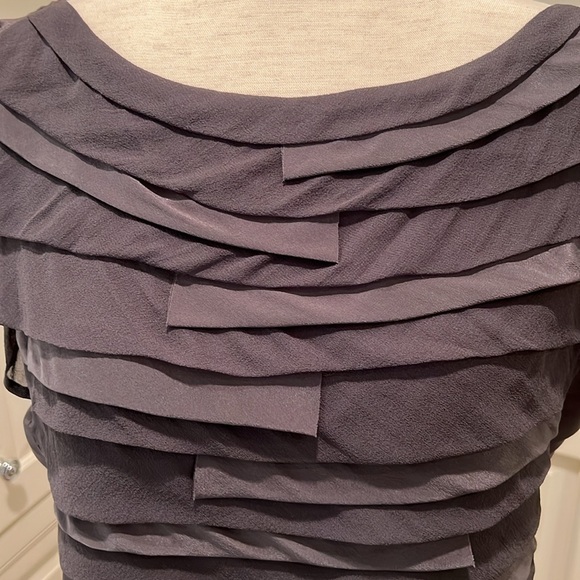 ZARA GRAY SILK CREPE LAYERED-FRONT BLOUSE - Picture 2 of 3